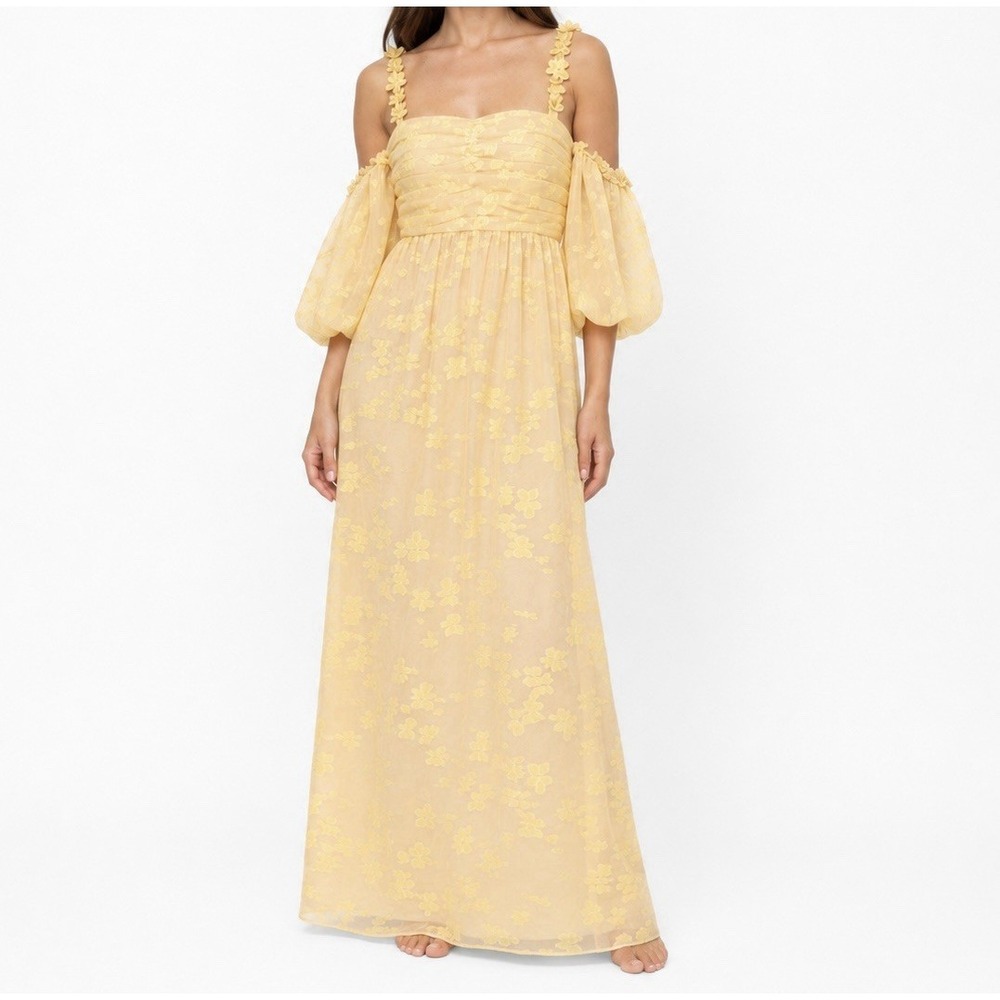 Hofmann Copenhagen Irina Maxi Dress EU 38 US 6 Boho Fairy Floral Empire Yellow